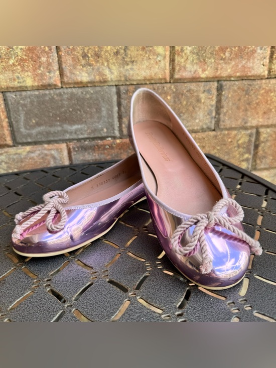 Pretty Ballerinas Shoes - Pretty Ballerinas Iridescent Lilac Ballet Flats with Rope Bow